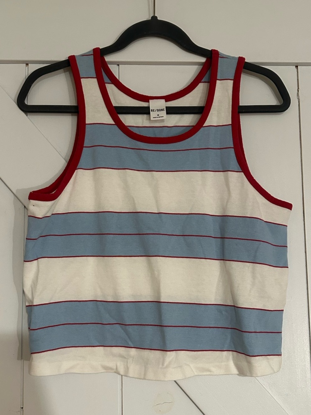Re/Done Red-Trim Striped Tank
